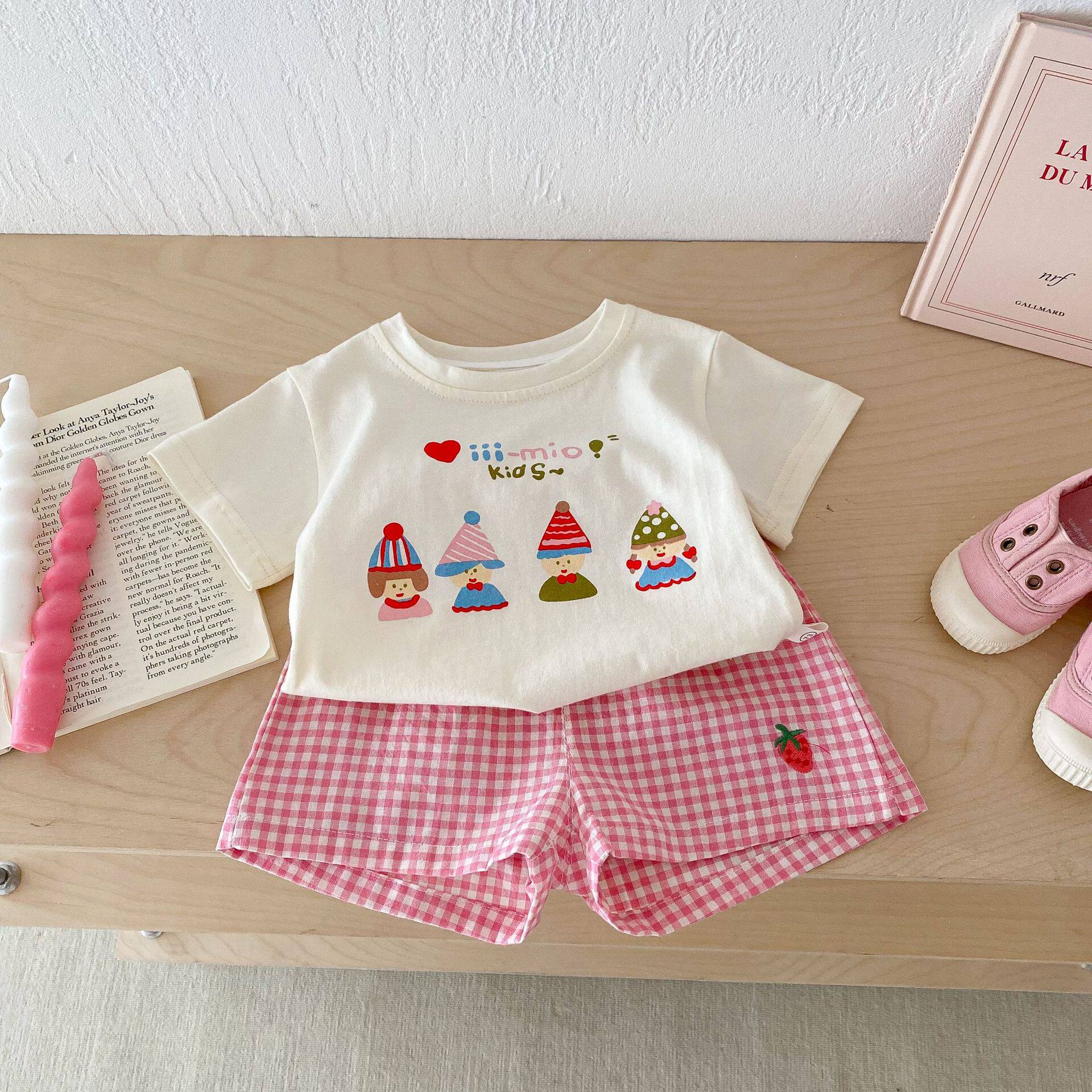 FADOBABY Girls Summer Outfit Cute Toddler Short Sleeve T-Shirt and Shorts Two-Piece Set 11